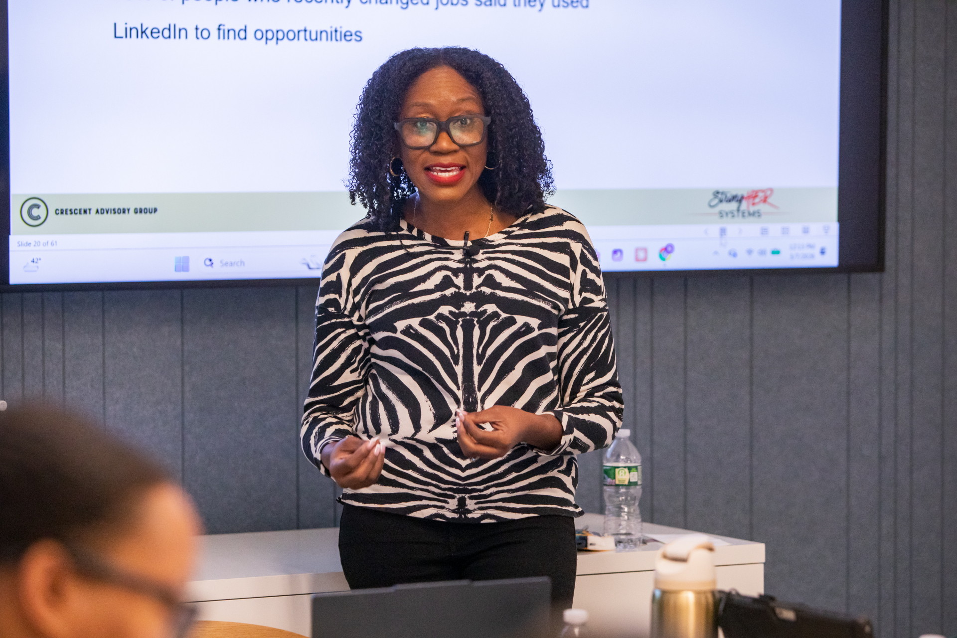 Speaker presenting during AI leadership event