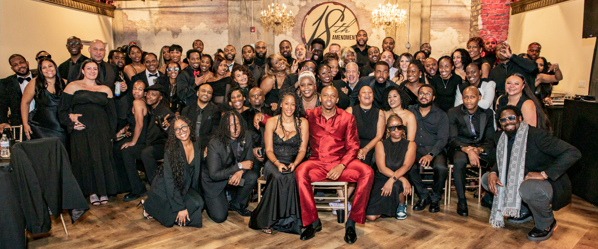 Elegant group photo at 18th Amendment venue
