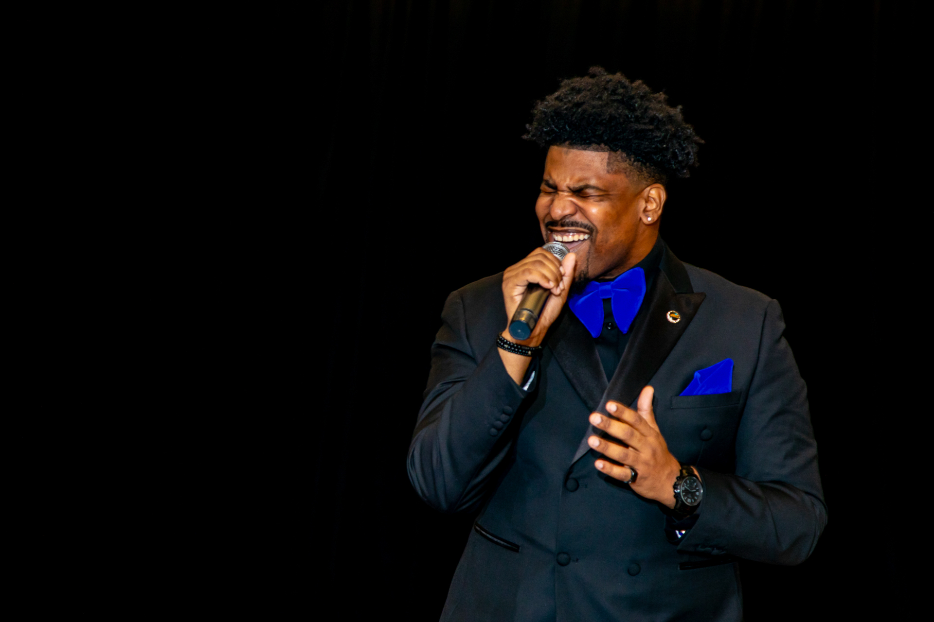 Wedding singer performing at reception